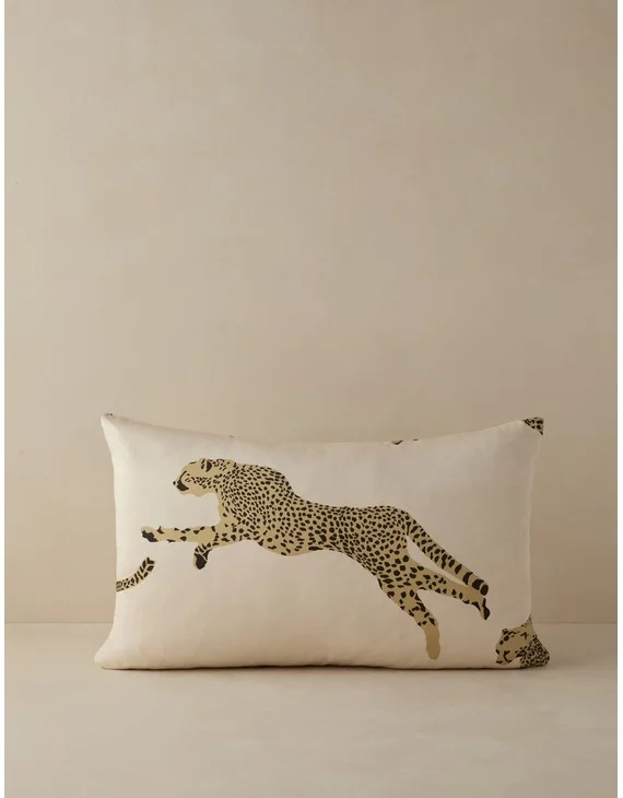 Leaping Cheetah Pillow by Scalamandre-Dune / Lumbar