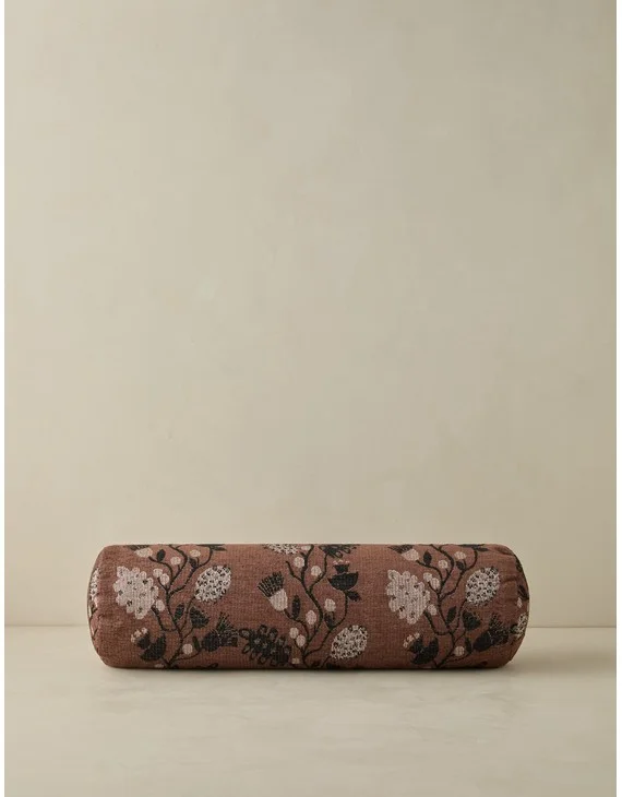 Vini Botanical Jacquard Bolster Pillow by Sarah Sherman Samuel - Rust