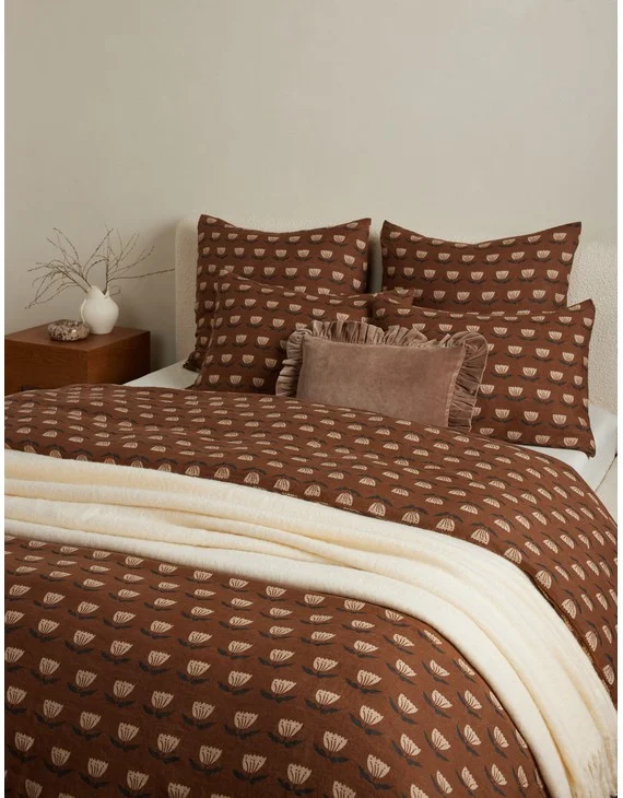 Janna European Flax Linen® Duvet Cover By Sarah Sherman Samuel - Brown / King/Cal King / Duvet Set