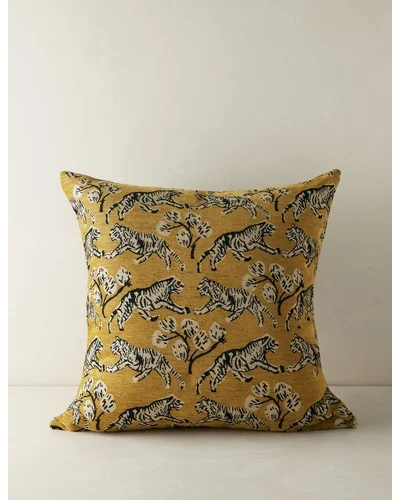 Tiger Jacquard Pillow by Sarah Sherman Samuel - Gold