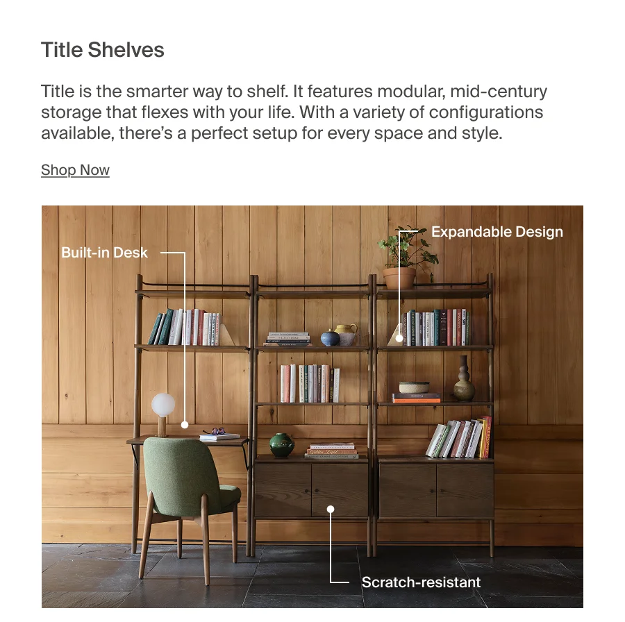 Title Shelves. Shop Now.