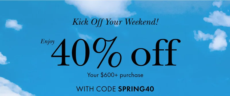Enjoy 40% off Your $600+ purchase With Code discount code