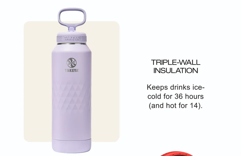 Triple-wall Takeya insulation | Keeps drinks ice-cold for 36 hours | (and hot for 14)