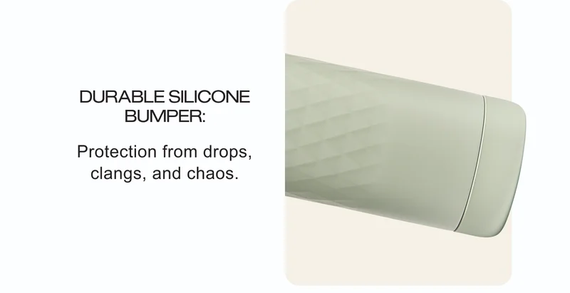 Durable silicone bumper | Protection from drops, clangs, and chaos