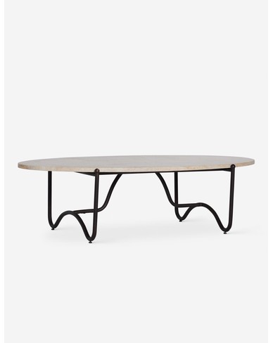 Peggy Outdoor Oval Coffee Table by Sarah Sherman Samuel - Faux Travertine