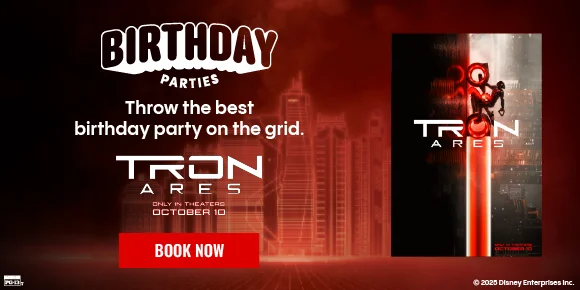 TRON: ARES | BIRTHDAY PARTIES | Throw the best birthday party on the grid. | BOOK NOW > TRON: ARES | BIRTHDAY PARTIES | Throw the best birthday party on the grid. | BOOK NOW >