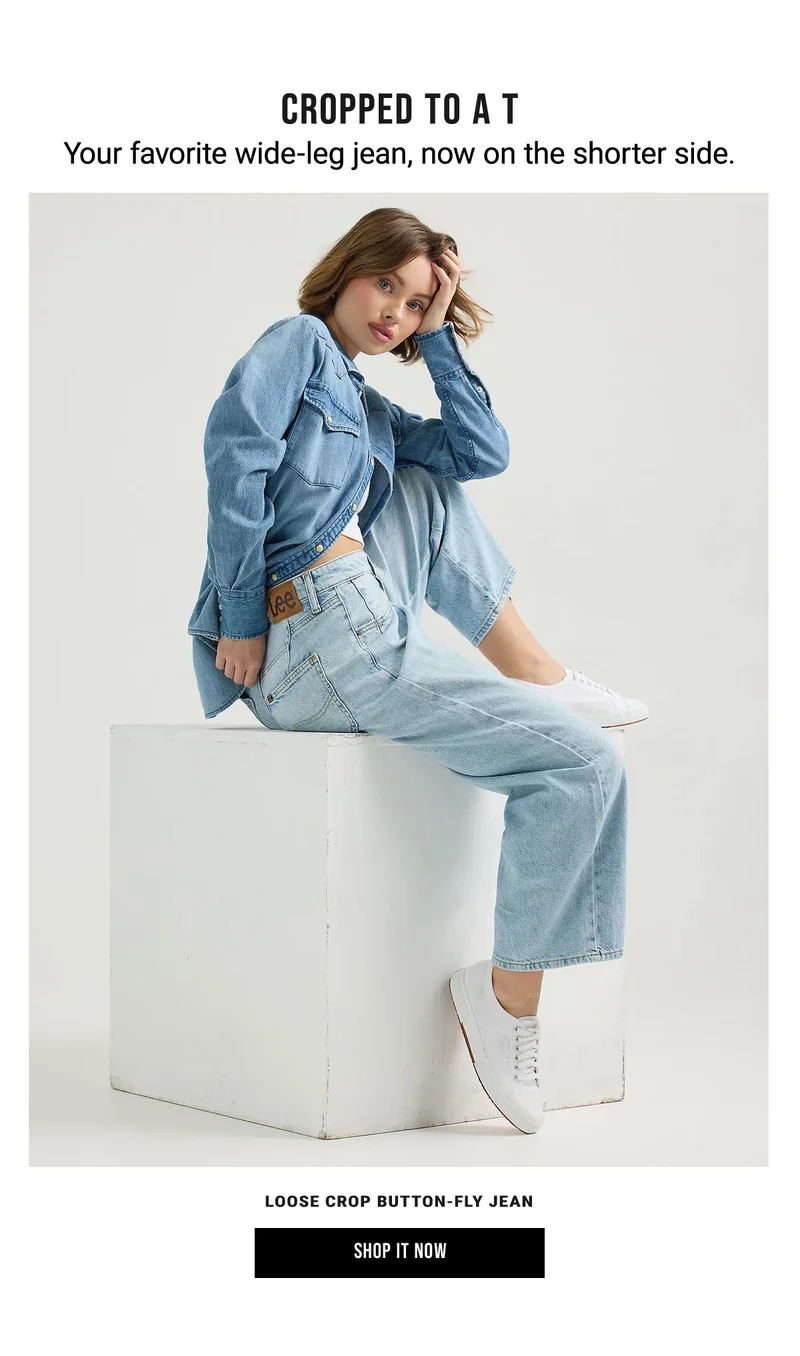 Cropped to a T Your favorite wide-leg jean, now on the shorter side. Loose Crop Button-Fly Jean. Shop it Now