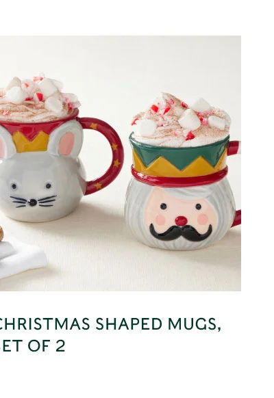 Christmas Shaped Mugs, Set of 2