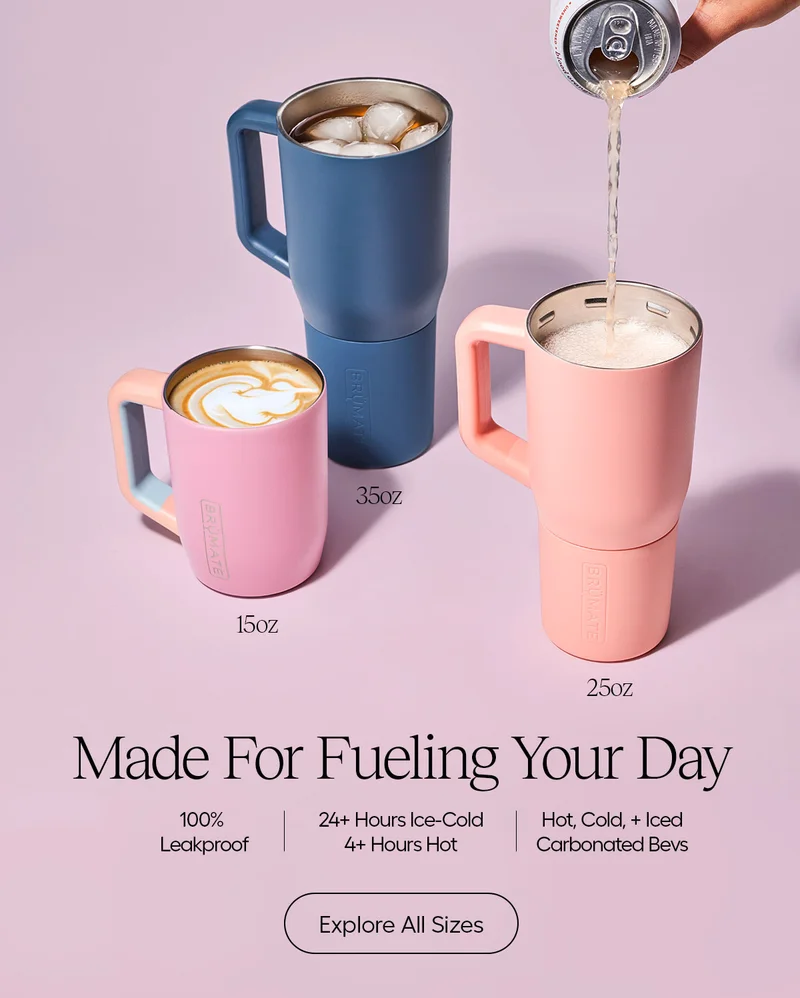 Made For Fueling Your Day. 100% Leakproof | 24+ Hours Ice-Cold, $+ Hours Hot | Hot, Cold, + Iced Carbonated Bevs. - Explore All Sizes