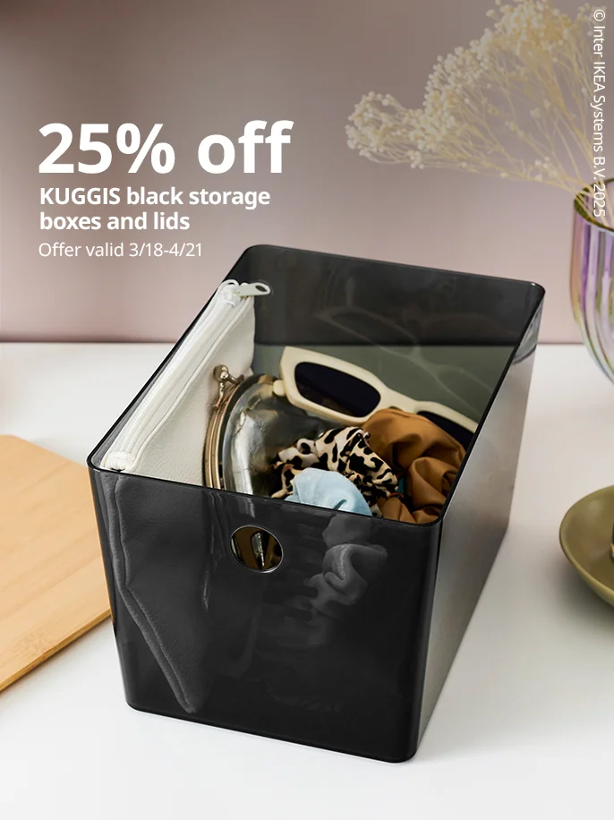 25% off KUGGIS black storage boxes and lids