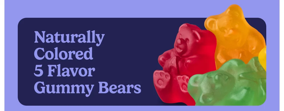 Naturally colored 5 flavor gummy bears Naturally colored 5 flavor gummy bears