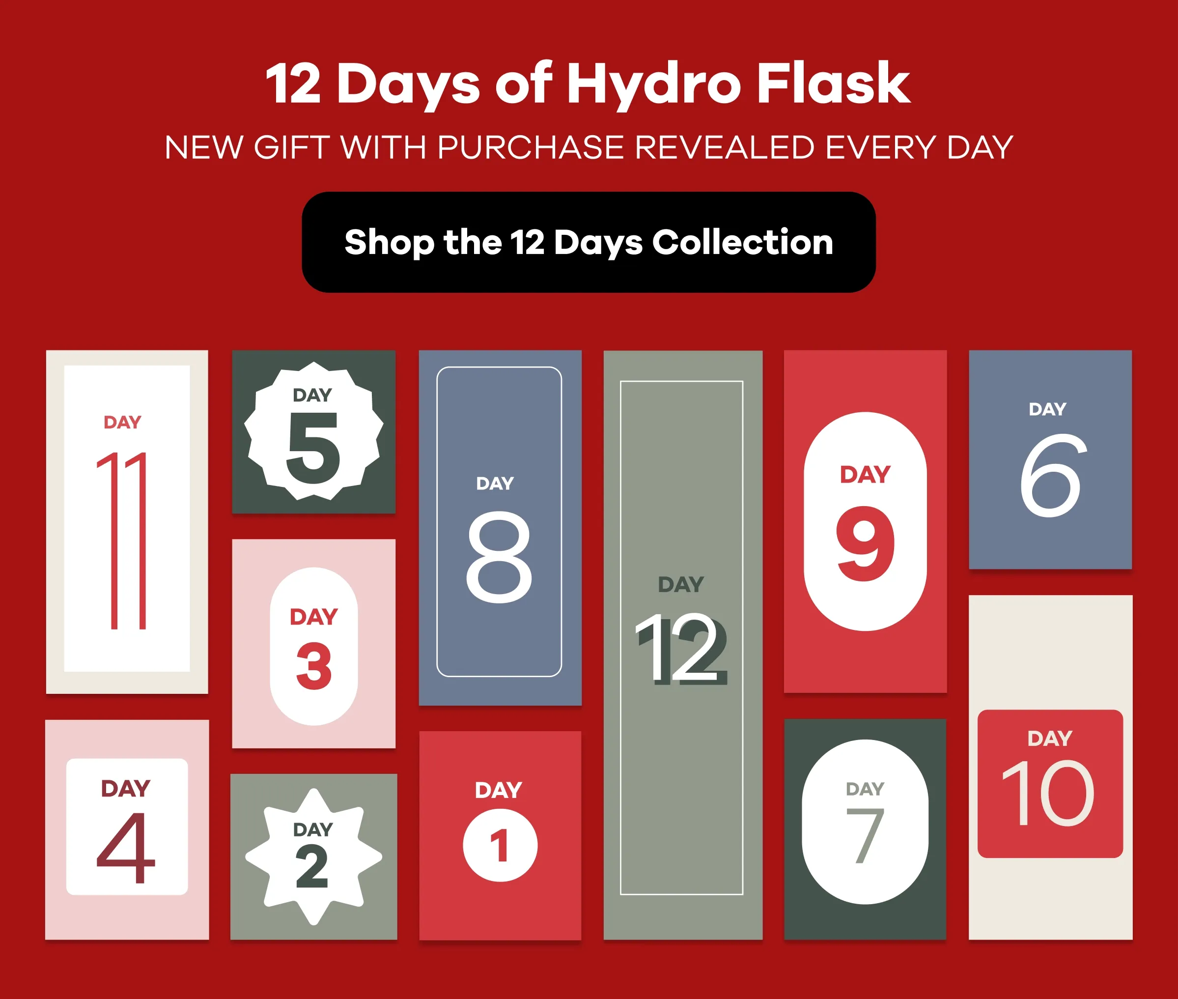 12 Days of Hydro Flask.  New Gift with Purchase Revealed Every Day | Shop the 12 Days Collection