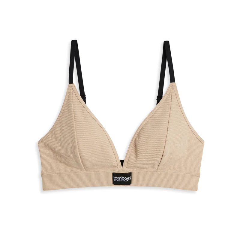 Image of Bamboo Rib Triangle Bralette - Taupe