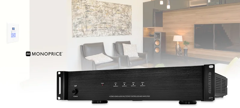 Monoprice 4-Zone 6 Source 8ch Home Audio Multizone Controller and Amplifier Kit