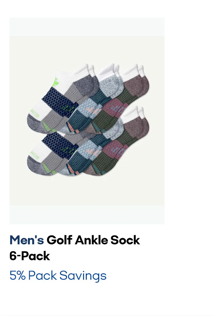 Men's Golf Ankle Sock 6-Pack 5% Pack Savings
