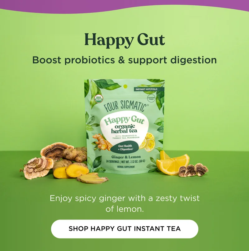Happy Gut: Boost probiotics & support digestion - Enjoy spicy ginger with a zesty twist of lemon. - SHOP HAPPY GUT INSTANT TEA