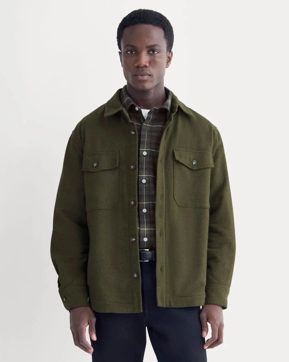 Image of Heavyweight Waffle Twill Overshirt | Heathered Green