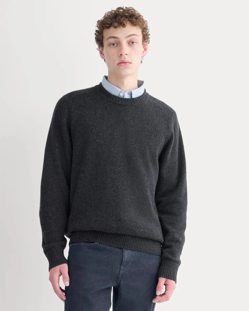 Image of Midweight Cashmere Crew | Heathered Black