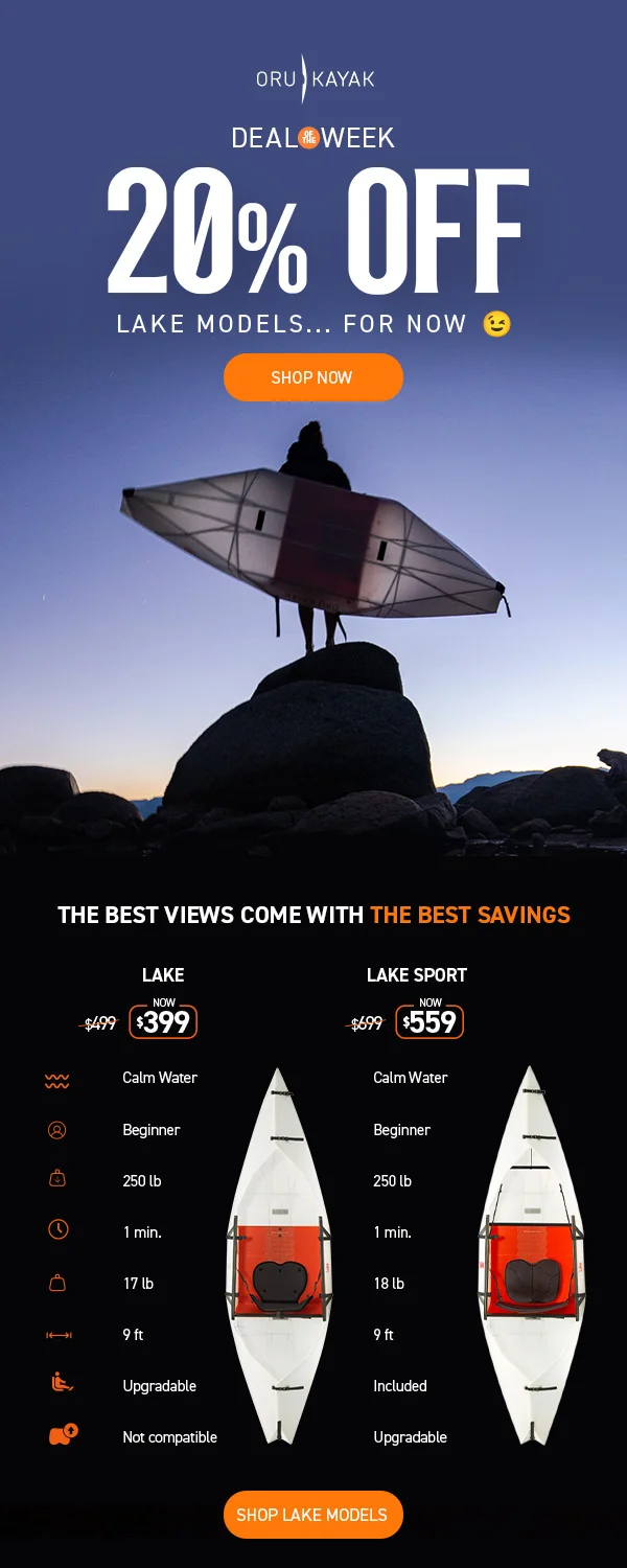 New Deal of the Week! Get 20% OFF all Lake Models!