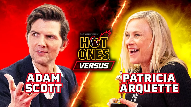 Adam Scott and Patricia Arquette on Hot Ones Versus.