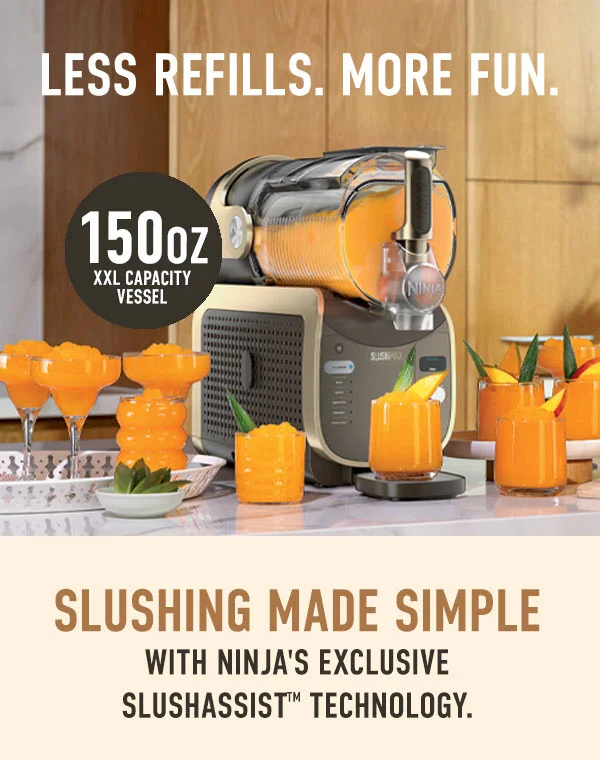 Less refills. More fun. Slushing made simple with Ninja's exclusive SLUSHASSIST™ technology,