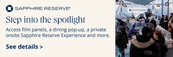 Chase Sapphire Reserve Footer ad. Text that reads: "Step into the spotlight."