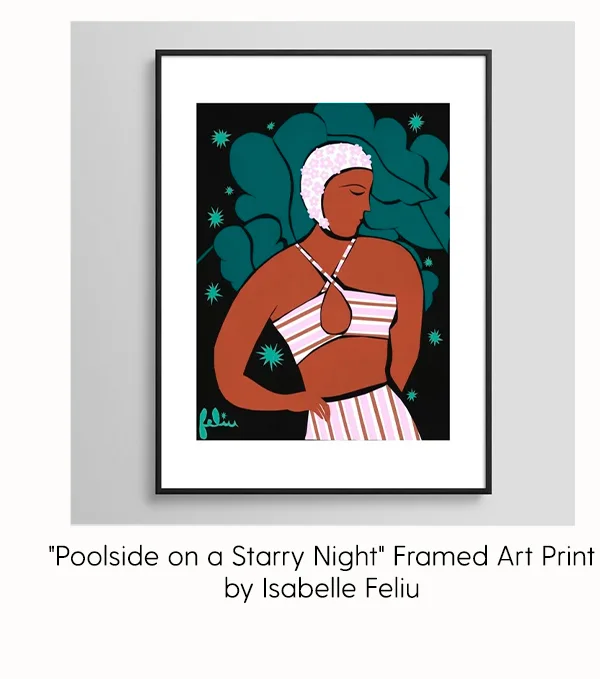 Poolside on a Starry Night - Framed Art Print by Isabelle Feliu