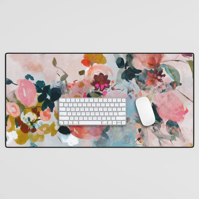 floral bloom abstract painting Desk Mat Desk Mat