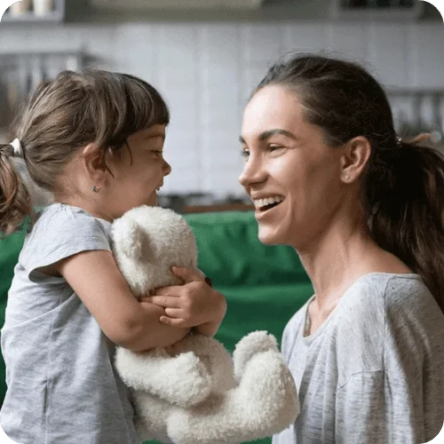 toddler girl playing a 10-minute game with her mom toddler girl playing a 10-minute game with her mom