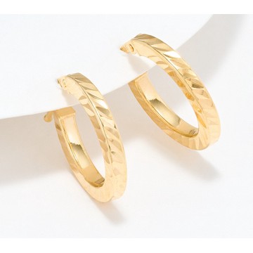 UltraFine 950 Silver Diamond Cut 3/4" Hoop Earrings