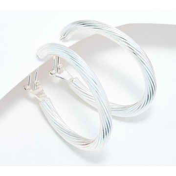 UltraFine 950 Silver Omega Back 1 1/2" Hoop Earrings