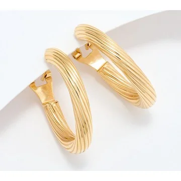 UltraFine 950 Silver Omega Back 1" Hoop Earrings