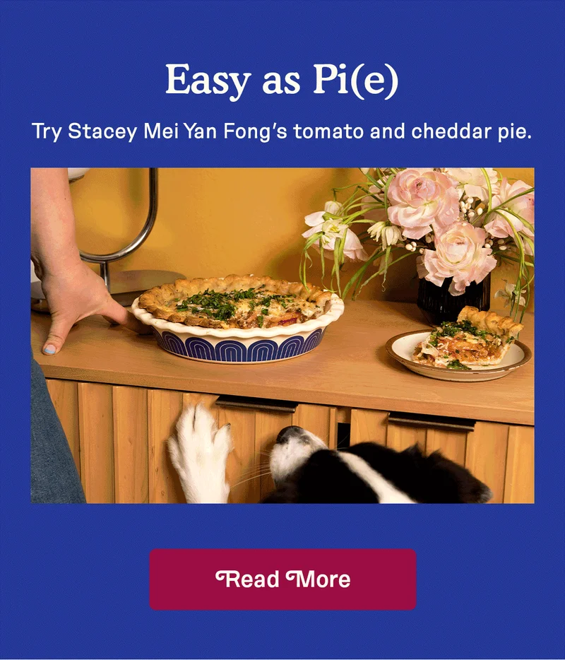 Try Stacey Mei Yan Fong's tomato and cheddar pie
