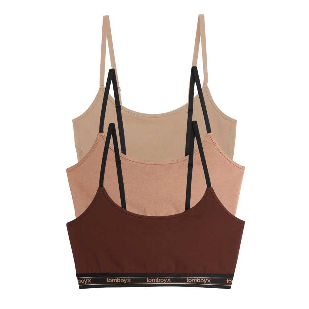 Image of Low Cut Soft Bra 3-Pack - Chocolate