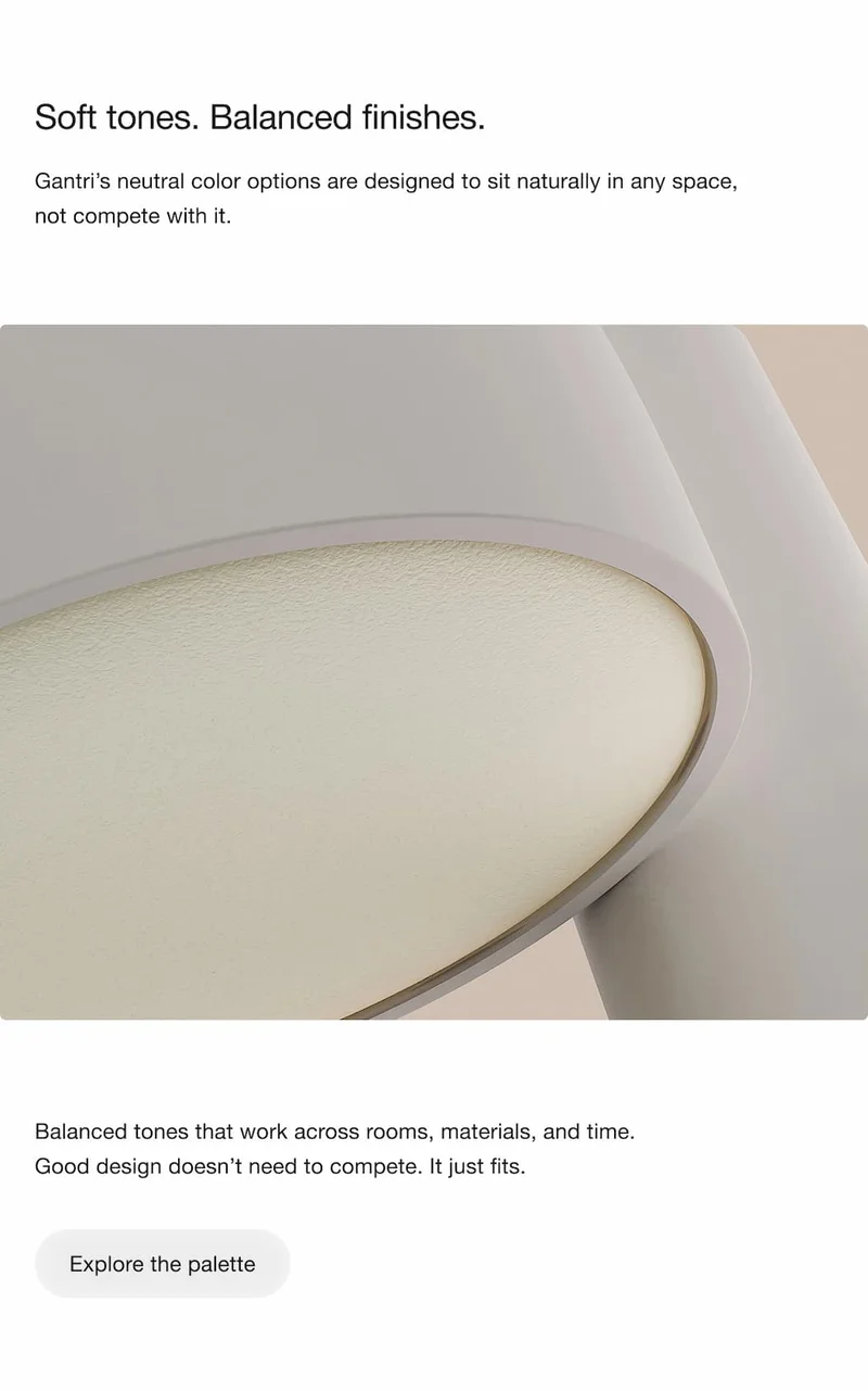 Soft tones. Balanced finishes.