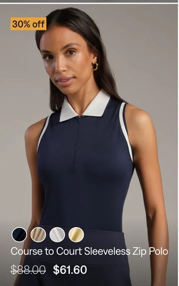 Course to Court Sleeveless Zip Polo