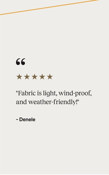 5-star review: ''Fabric is light, wind-proof, and weather-friendly!''