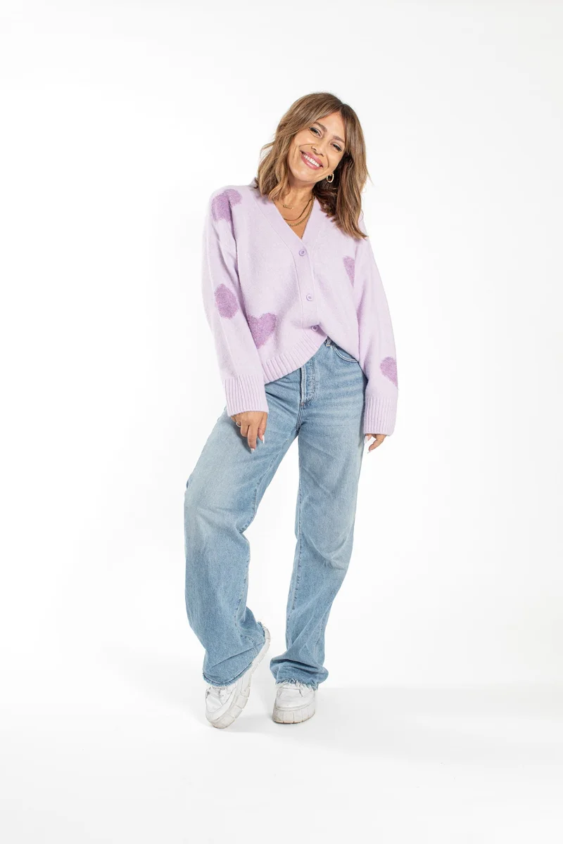 Image of Eloise Heart Cardigan in Lilac Combo
