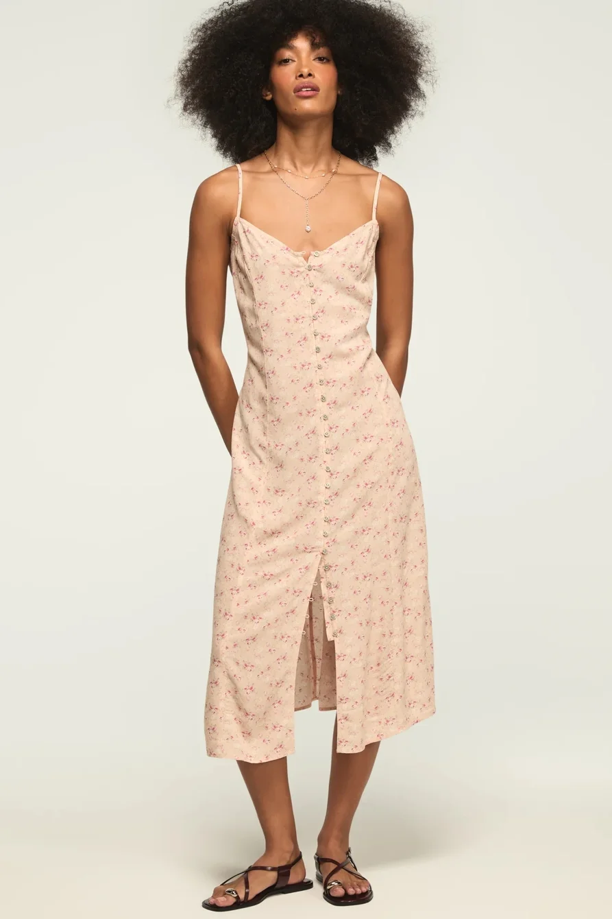 Image of Lucky Brand Festival Printed Simone Slip Dress - Women's Clothing Dresses in Peach Floral