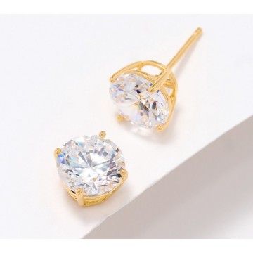Diamonique Classics Round 8mm Stud Earrings, Sterling Silver
