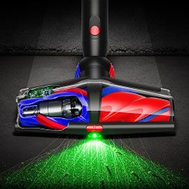 The All Floor Cones™ Sense cleaner head adapts suction between floor types.