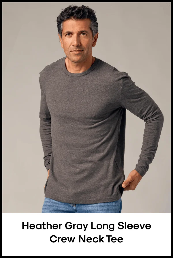 Heather Gray Long Sleeve Crew Neck Tee