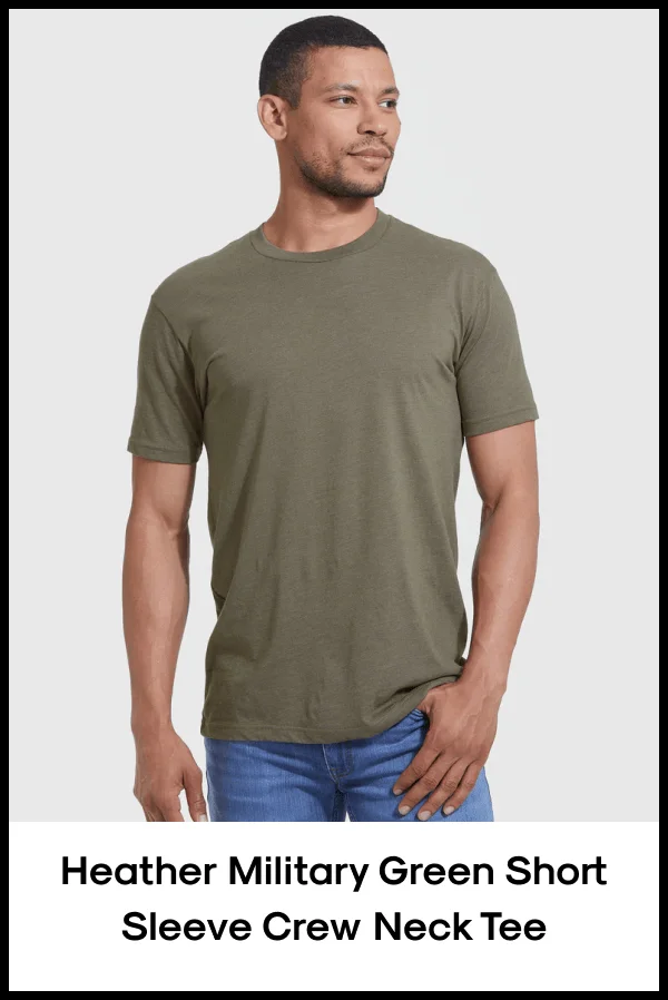 Heather Military Green Short Sleeve Crew Neck Tee