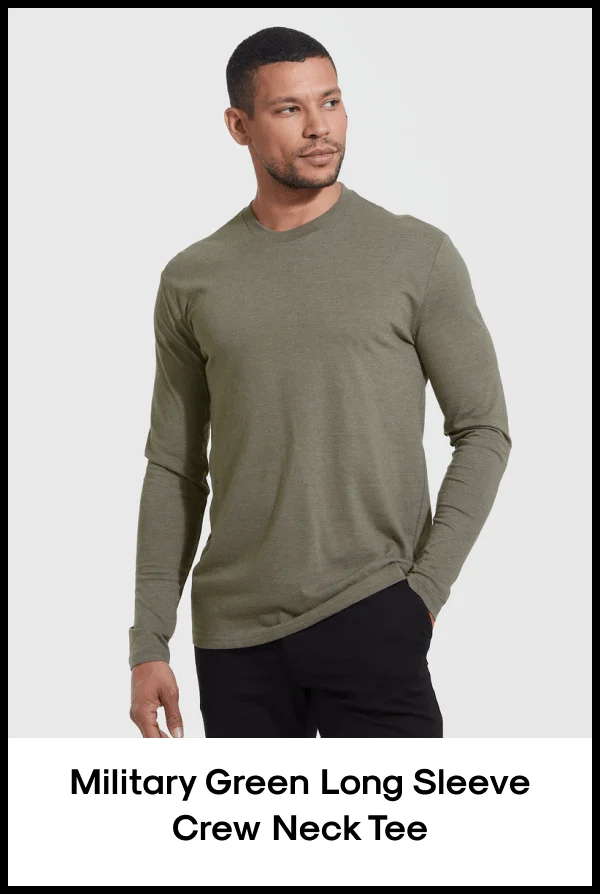 Military Green Long Sleeve Crew Neck Tee