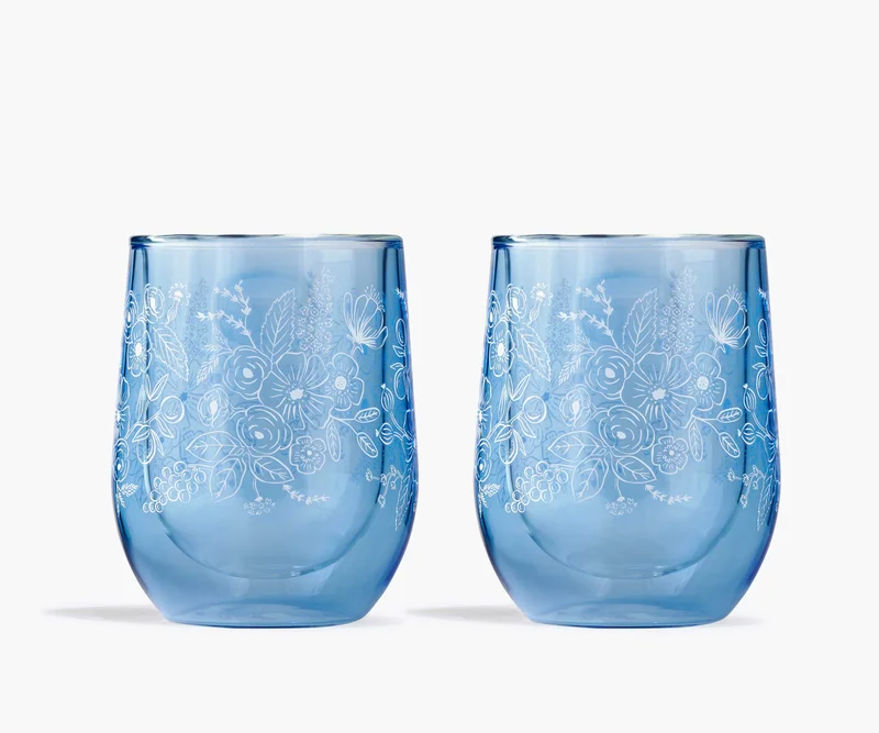 Image of Stemless Glass Set - Blue Colette