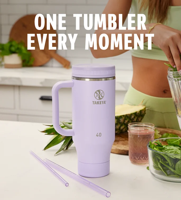 One tumbler. Every moment. The 40oz Straw Tumbler with handle.