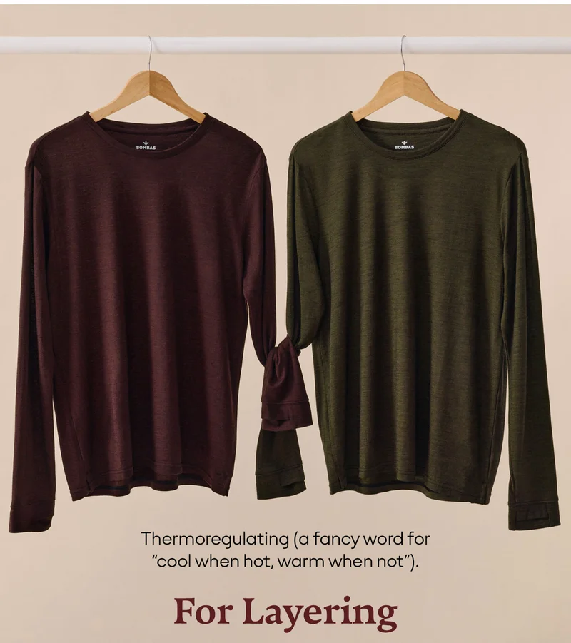 Thermoregulating (a fancy word for “cool when hot, warm when not”). For Layering