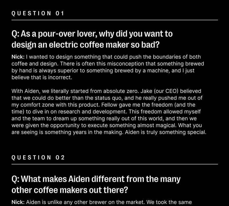 Question 1: As a pour-over lover, why did you want to design an electric coffee maker so bad?
