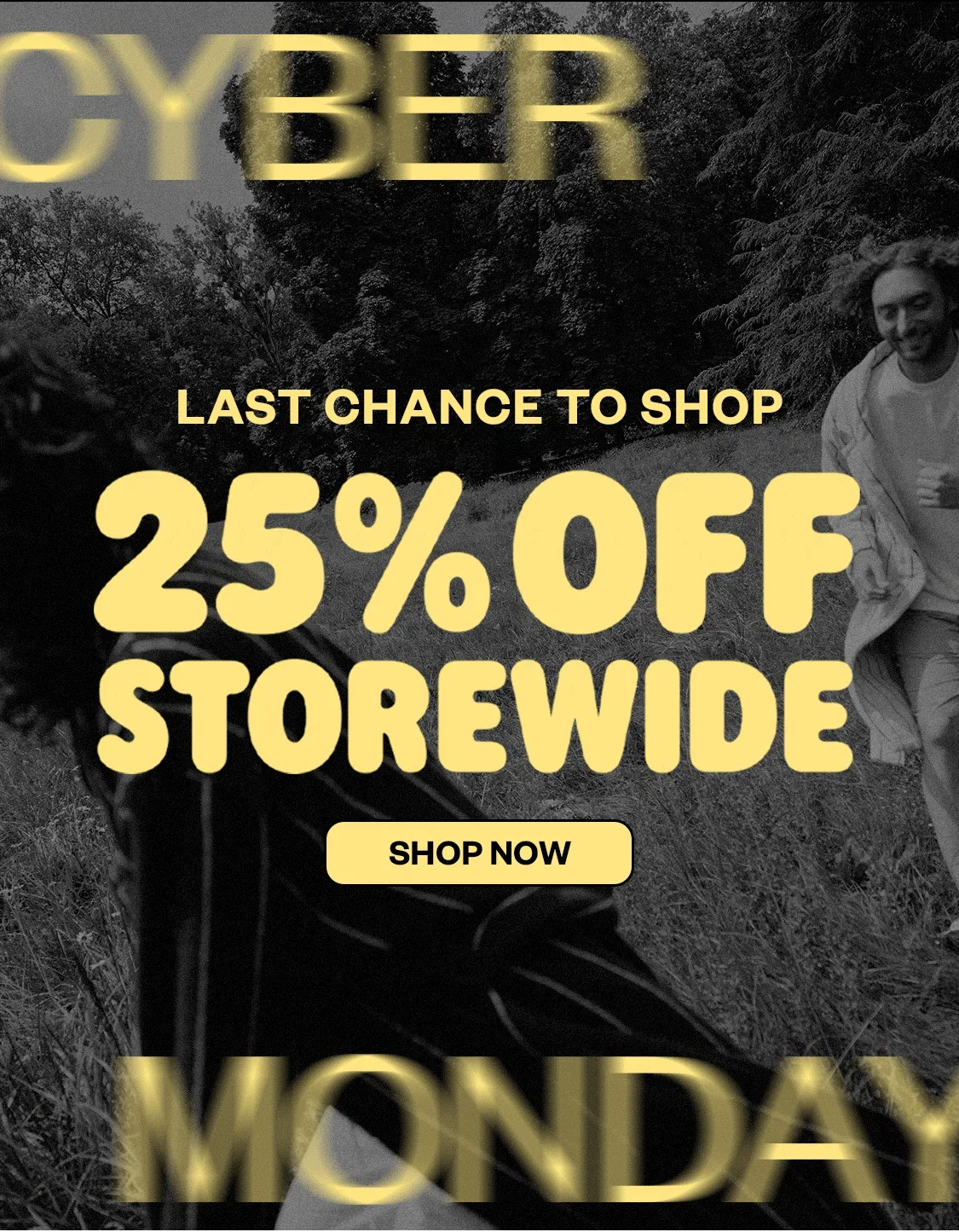 CYBER MONDAY: LAST CHANCE TO SHOP 25% OFF STOREWIDE
