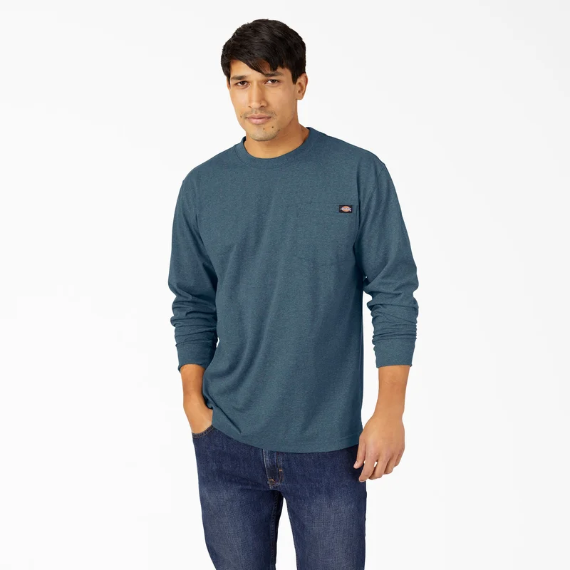 Image of Heavyweight Heathered Long Sleeve Pocket T-Shirt